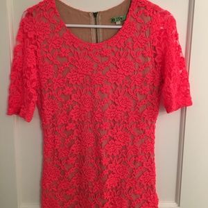 Blouse, Lace, Short Sleeve, Top